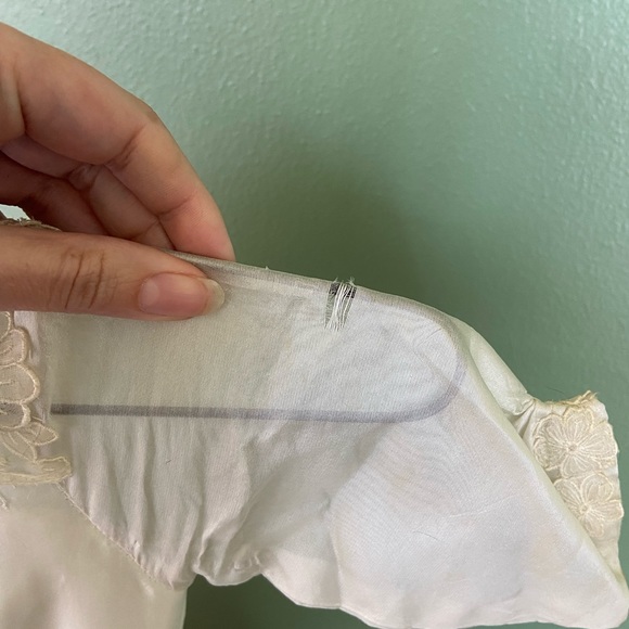 Vintage Party Dress 1950's White Communion Flower Girl Blue Floral Cottage Core - Picture 2 of 15